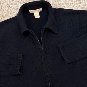 Rare 90s Vintage Brooks Brothers Full-Zip‎ Knit Sweater | Navy | XS